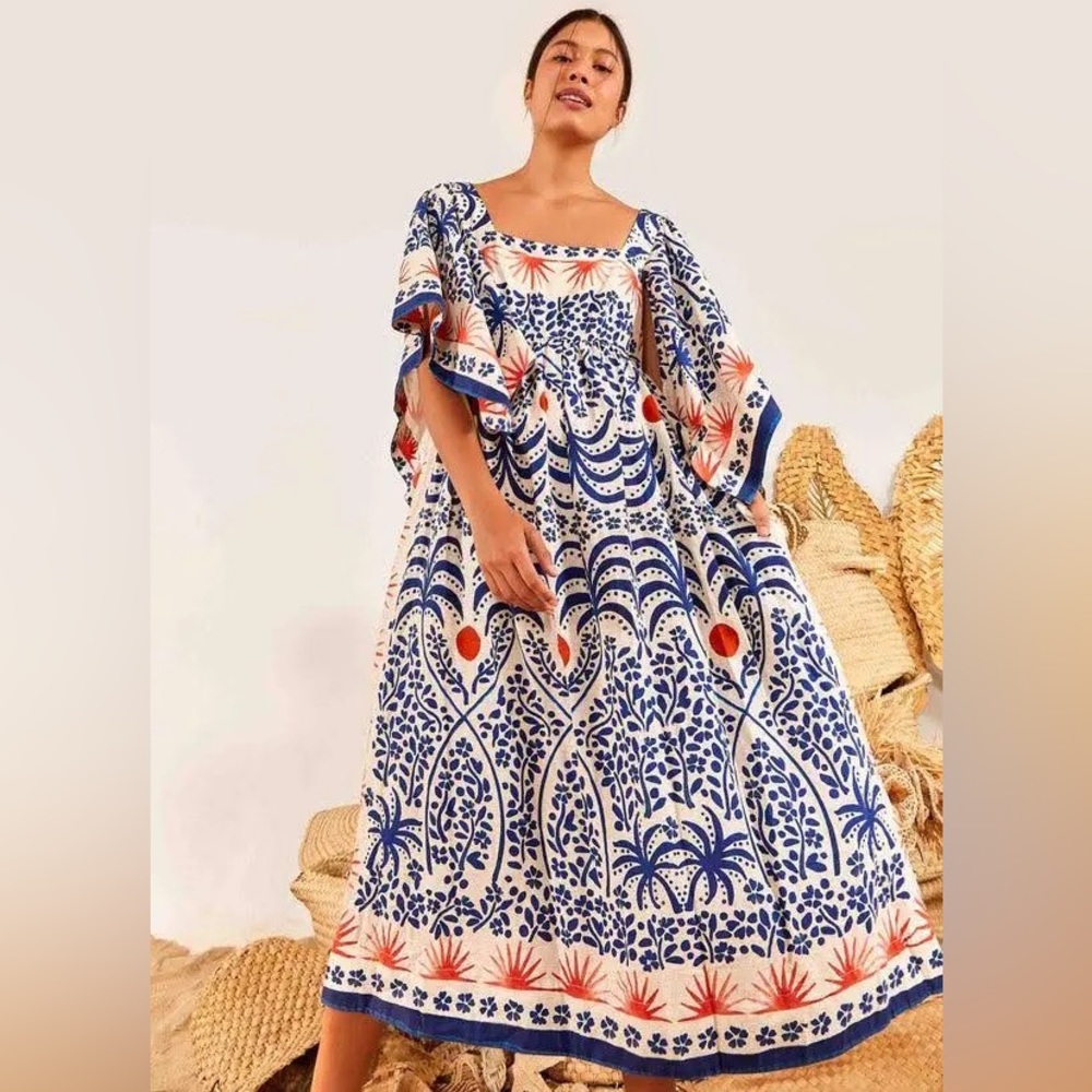 FARM RIO Afternoon Breeze Caftan Midi Dress (NWT)